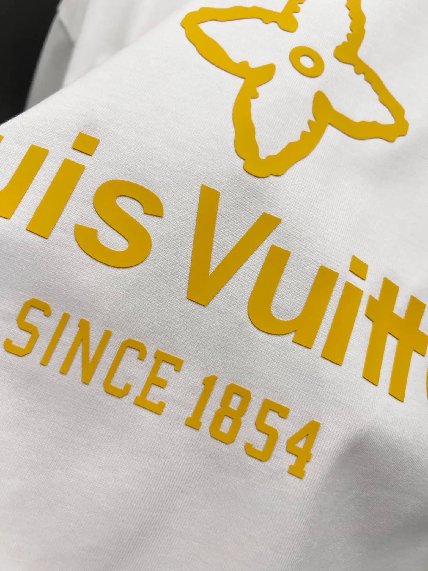 🅿️190 1v Louis* 2025 autumn and winter new style classic letter three-dimensional craft design high-end version! Highly breathable and comfortable, customized double yarn plain cotton fabric. Short-sleeved T-shirt. Same style for men and women. Sizes S M L XL XXL Five sizes black white
